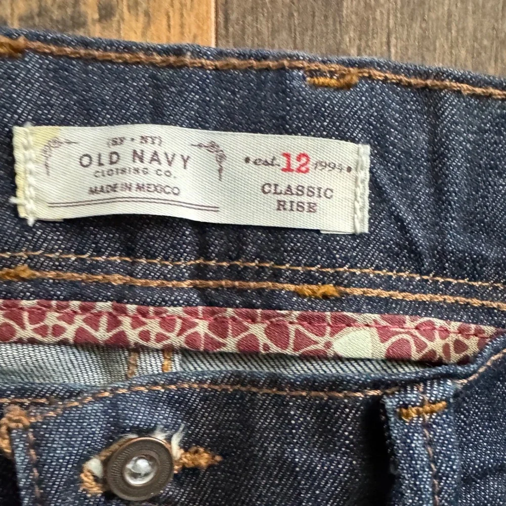 OLD NAVY Women's Classic‎ Rise Blue Wash Jeans Pockets Wide Leg Size 12